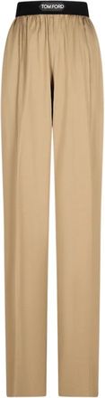 Tom Ford Zijden Satijnen Pyjamabroek - Dames - Straight fit broeken - Beige - L - Satijn - Broeken