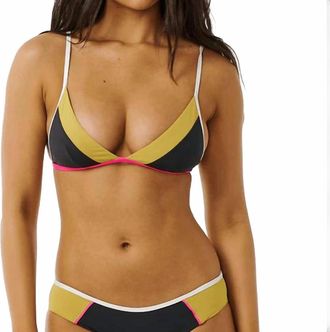 Rip Curl Hibiscus Heat Splice Tri Swimwear In Washed Black