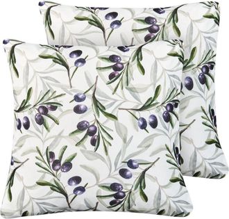 Beliani Beliani - Conjunto De 2 Cojines De Exterior Accesorios De Jard&iacute;n Patr&oacute;n De Hojas 45x45 Cm Multicolor Tranqui