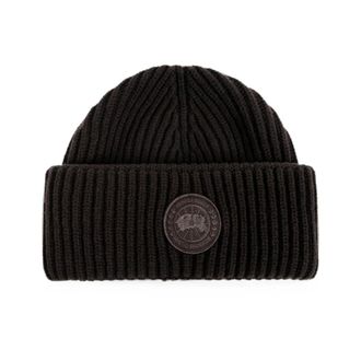 Canada Goose Gorro de punto acanalado con parche de logo - Accessories - unisex - Marr&oacute;n - ONE SIZE