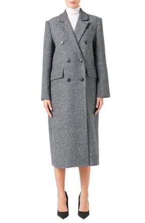 endless rose Herringbone Notch Lapel Blazer in Black/White at Nordstrom, Size X-Small