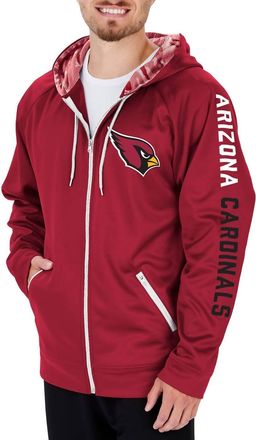Zubaz Mens Nfl Arizona Cardinals Full Zip Camo Hoodie In Red