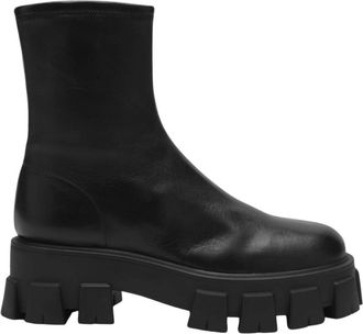 Prada Schoenen, Dames, Zwart, 40 EU, Leer, 55mm Laarzool Laarzen