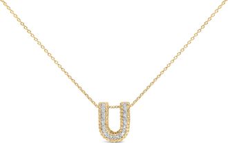 House of Brilliance Yellow Gold Vermeil.925 Sterling Silver Diamond Accent A-Z Initial Bubble Pendant Necklace