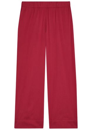 Max Mara Pece Wide-leg Cotton Trousers - Burgundy - 10 (UK10 / S)