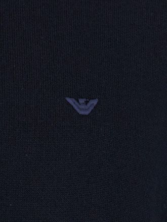 Emporio Armani Wool-Knit Zip-Up Hoodie - Navy