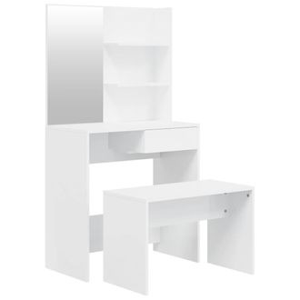 vidaXL Juego De Tocador Blanco Brillante 74,5x40x141 Cm Vidaxl