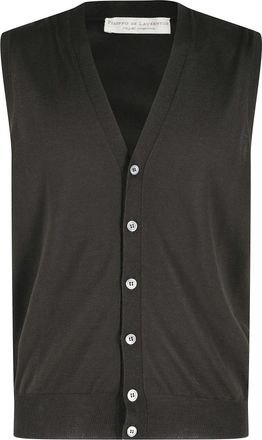 FILIPPO DE LAURENTIIS Buttoned Merino Gilet - Heren - Spencers - Groen - L - Wol - Truien & Vesten