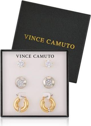 Vince Camuto Hoop and Stud Earring Set in Two Tone at Nordstrom Rack