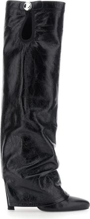 The Attico Leon 100mm Boot - Dames - Laarzen met Hak - Zwart - 40 EU - Leer - Schoenen