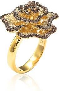 Suzy Levian Flower Pavé Cubic Zirconia Ring in Brown at Nordstrom Rack, Size 7