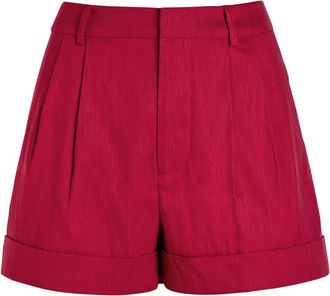 Alice & Olivia Conroy Cuffed Linen-blend Shorts - Dark Red - 10 (UK14 / L)