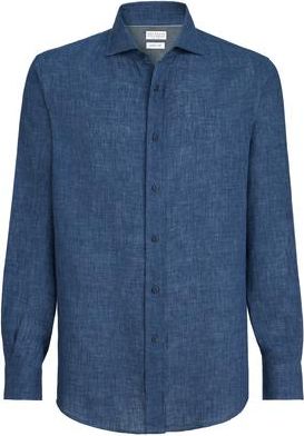 Brunello Cucinelli D&eacute;lav&eacute; linen shirt in Navy Blue at Nordstrom, Size Xxx-Large Eu