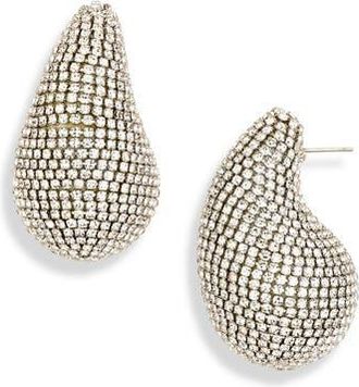Tasha Crystal Pavè Bean Drop Earrings in Silver Crystal at Nordstrom Rack