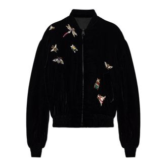 Balmain Giacca Bomber in Velluto con Applicazioni - - Jackets - Uomo - Nero - 2XL