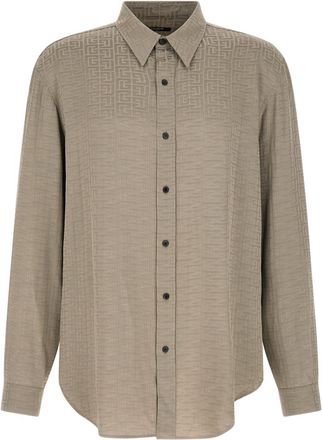 Balmain Grey Jacquard Monogram Shirt