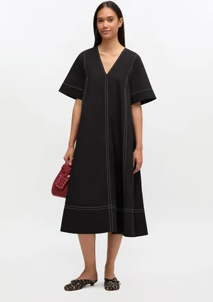 Ganni Black Cotton A-line Dress - Size 36 Organic