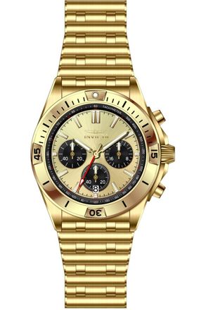 Invicta Aviator 69589 Herenhorloge - Quartz Uurwerk - Staal met Gouden Wijzerplaat - 42 mm