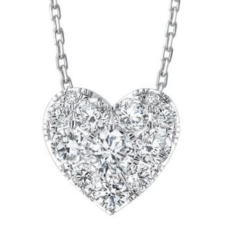 Pompeii3 3/4Ct Diamond Heart Pendant 14k White Gold 18 Necklace Lab Grown