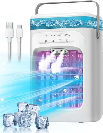 No Brand Mini Aire Acondicionado Evaporativo Port&aacute;til, 3 Velocidades, 2 Modos De Nebulizaci&oacute;n, 178147295 Mm, Blanco