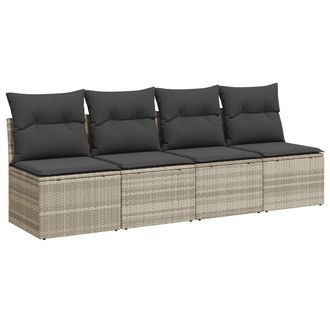 vidaXL Divano Da Giardino Con Cuscini 4 Posti Grigio Chiaro Polyrattan - Vidaxl