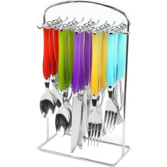 Gibson Home Santoro 20-Piece Stainless Steel Flatware Set with Hanging Rack in Blue at Nordstrom