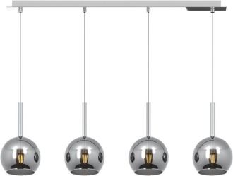 Top-Light Sospensione Contemp. Rosone Rett. Future Metallo Cromo Vetro Cromo 4 Luci E27