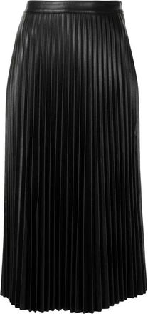 Proenza Schouler Zwarte Faux Leather Plooirok - Dames - Midirokken - Zwart - L - Polyester - Rokken