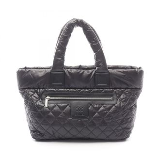Chanel Black Nylon Leather Handbag Tote Bag (Pre-Owned)