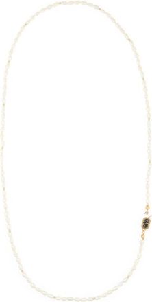 Valentino Garavani Mens Freshwater Pearl Necklace in Pearl/black/Gold at Nordstrom
