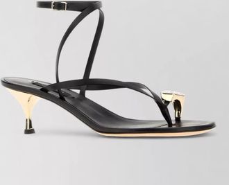 Casadei leather thong sandals open toe metallic heel