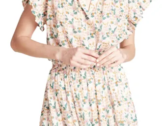 Trovata Marianne b Ruffle Sleeve Shirt In Lattice Vine