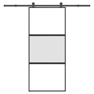 Berkfield Home Sliding Door with Hardware Set 90x205 cm Tempered Glass&Aluminium in Black