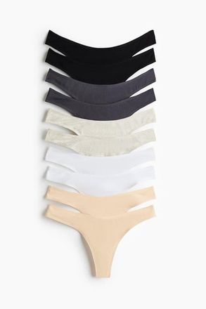 H&M 10-pack cotton thong briefs in Light Yellow/dark Gray at Nordstrom, Size X-Large