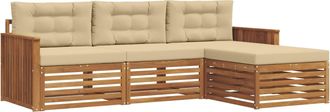 vidaXL Conjunto De Sof&aacute;s De Exterior 4 Uds. Natural Y Beige Vidaxl
