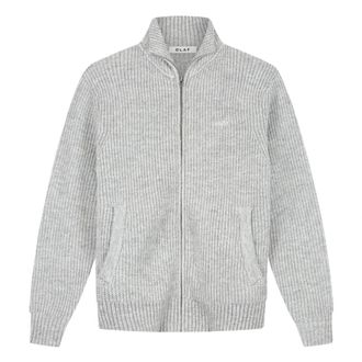 Olaf Hussein Signature Zip Knitted - Heren - Vesten - Grijs - L - Katoen - Truien & Vesten