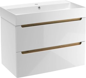 Puma Naturel Mueble De Ba&ntilde;o Con Lavabo Naturel Stilla 80x60x45 Cm, Blanco (stillad08057u2)