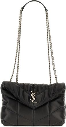 Saint Laurent Womens Shoulder Bag Puffer Toy Black Lamb Leather