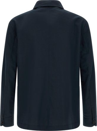Brioni Mens Blue Linen Full-Length Jacket Clothing