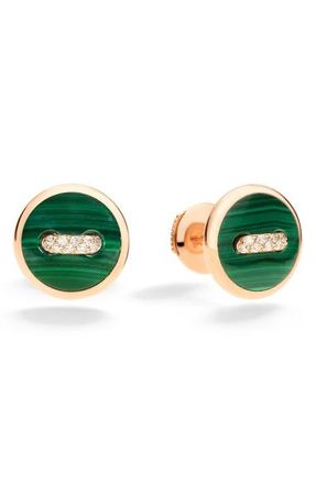 POMELLATO Pom Pom Dot Malachite & Pav&eacute; Diamond Stud Earrings at Nordstrom