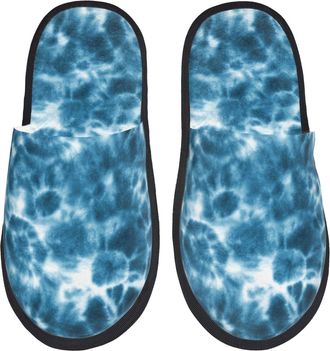 Generic Blue Tie Dye Unisex Slippers Soft Sliders Slip On Shoes For Winter Outdoor Bedroom M