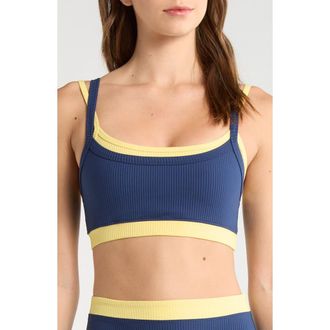 YEAR OF OURS Layered Rib Sports Bra in Midnite Popcorn at Nordstrom, Size X-Small