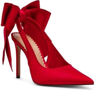 Steve Madden Teacup Slingback Pointed Toe Pump in Red Satin at Nordstrom, Size 6.5