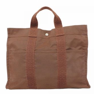Herm&egrave;s Brown Canvas Tote Bag (Pre-Owned)