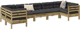 vidaXL Set De Sof&aacute;s Jard&iacute;n 7 Pzas Con Cojines Madera Pino Impregnada Vidaxl