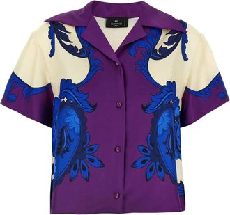 Etro Overhemden, Dames, Veelkleurig, S, Gedrukte Voorknoop Klassiek Kortemouw Overhemd
