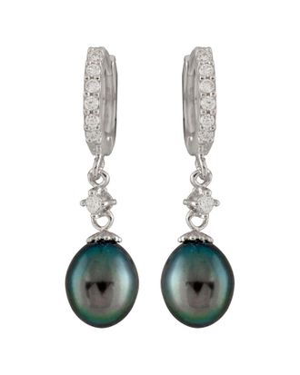 Splendid Pearls Rhodium Over Silver 7-7.5Mm Pearl Earrings