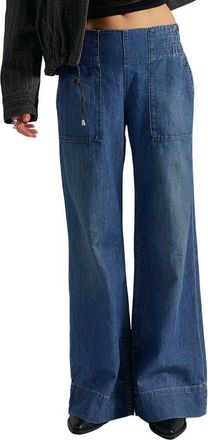 Free People We The Free Breezy Pull-On Wide Leg Jeans in Cobalt at Nordstrom, Size X-Small