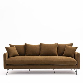 DRAWER Sof&aacute; de 4 plazas en tela con patas metalicas negras - Bronce