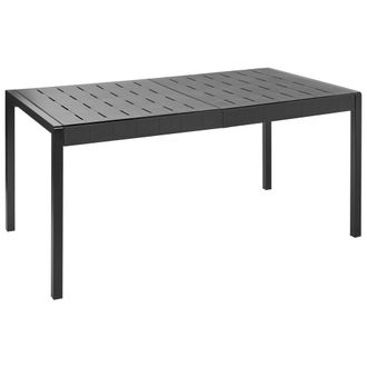 Beliani Mesa De Jard&iacute;n De Material Sint&eacute;tico De 6 Plazas Resistente A La Intemperie Al Aire Libre Patio Negro Bartica